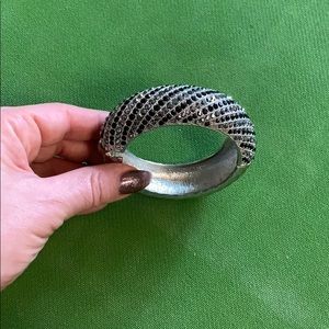 Cuff Bracelet with black and clear crystals